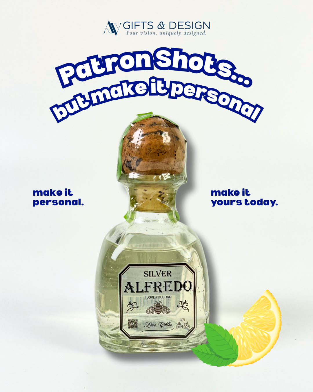 Mini Patron Tequila Bottle – Personalized Label (Patrón-Inspired)