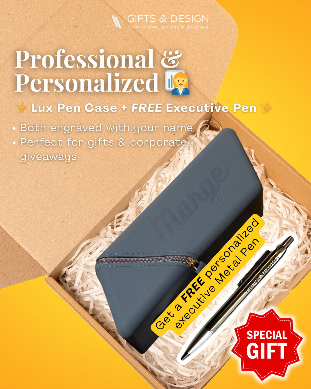 Lux Custom Pen Case + FREE Engraved Pen šļø