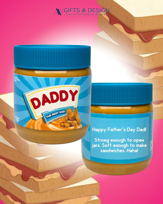 🥜 Personalized Peanut Butter Jar – Blue Lid