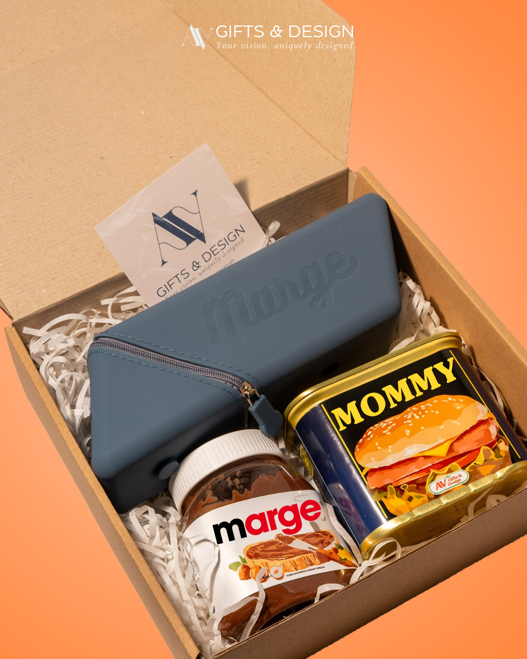 Gift Set: Lux Custom Pen Case + Hazelnut Spread + Luncheon Meat