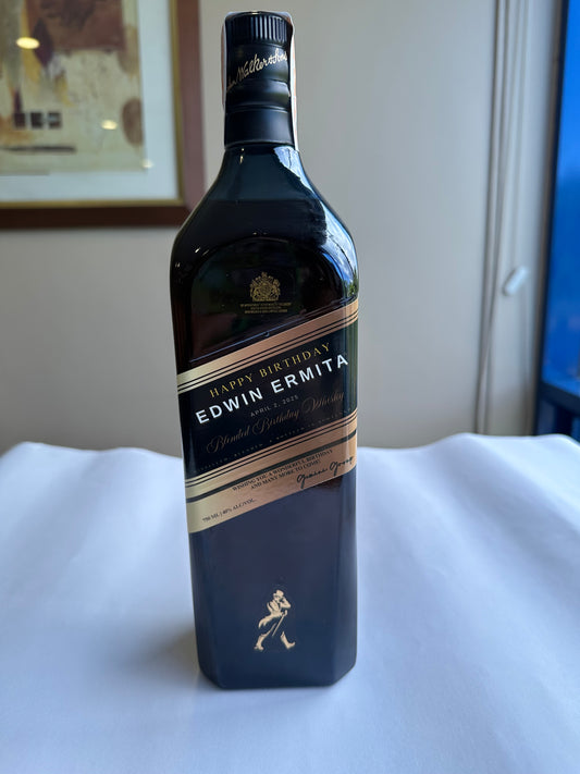 Double Black Johnnie Walker (1L) Custom Label and Engraving on Glass