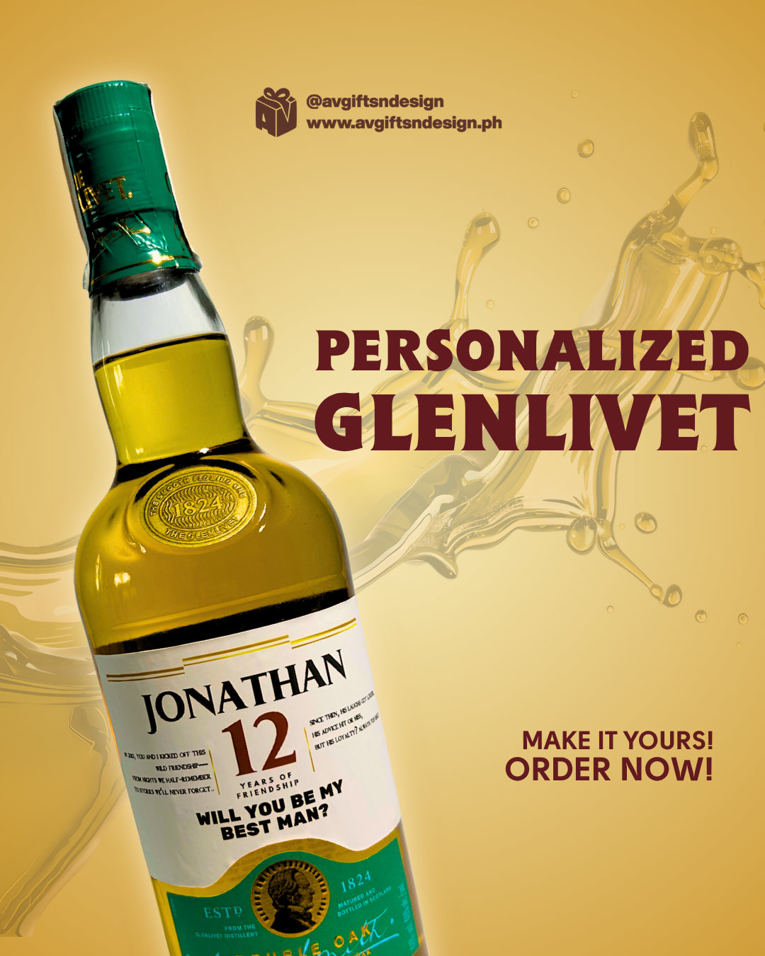 Personalized Glenlivet 12 Years Bottle (700ml)