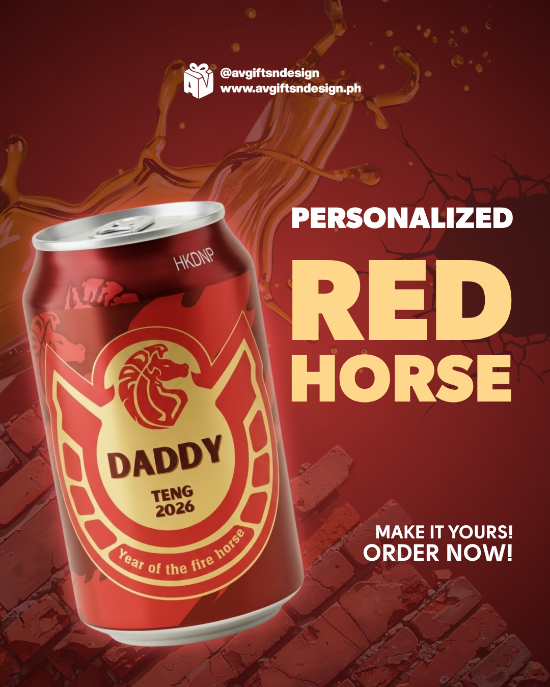 Personalized Red Horse Beer Can