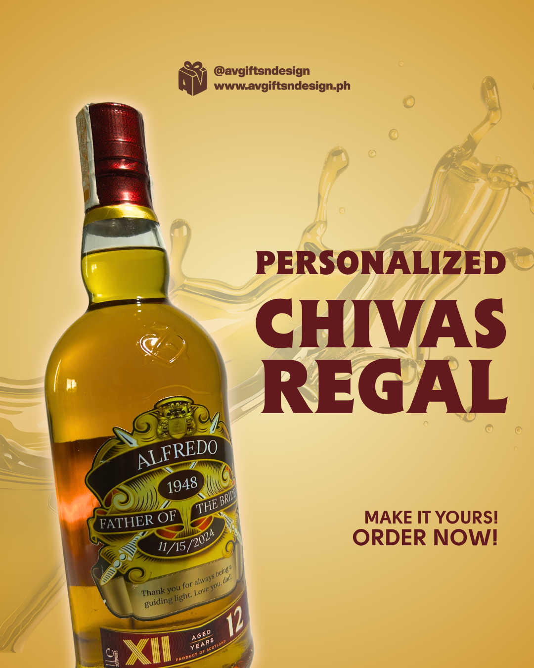 Personalized Chivas Regal Bottle